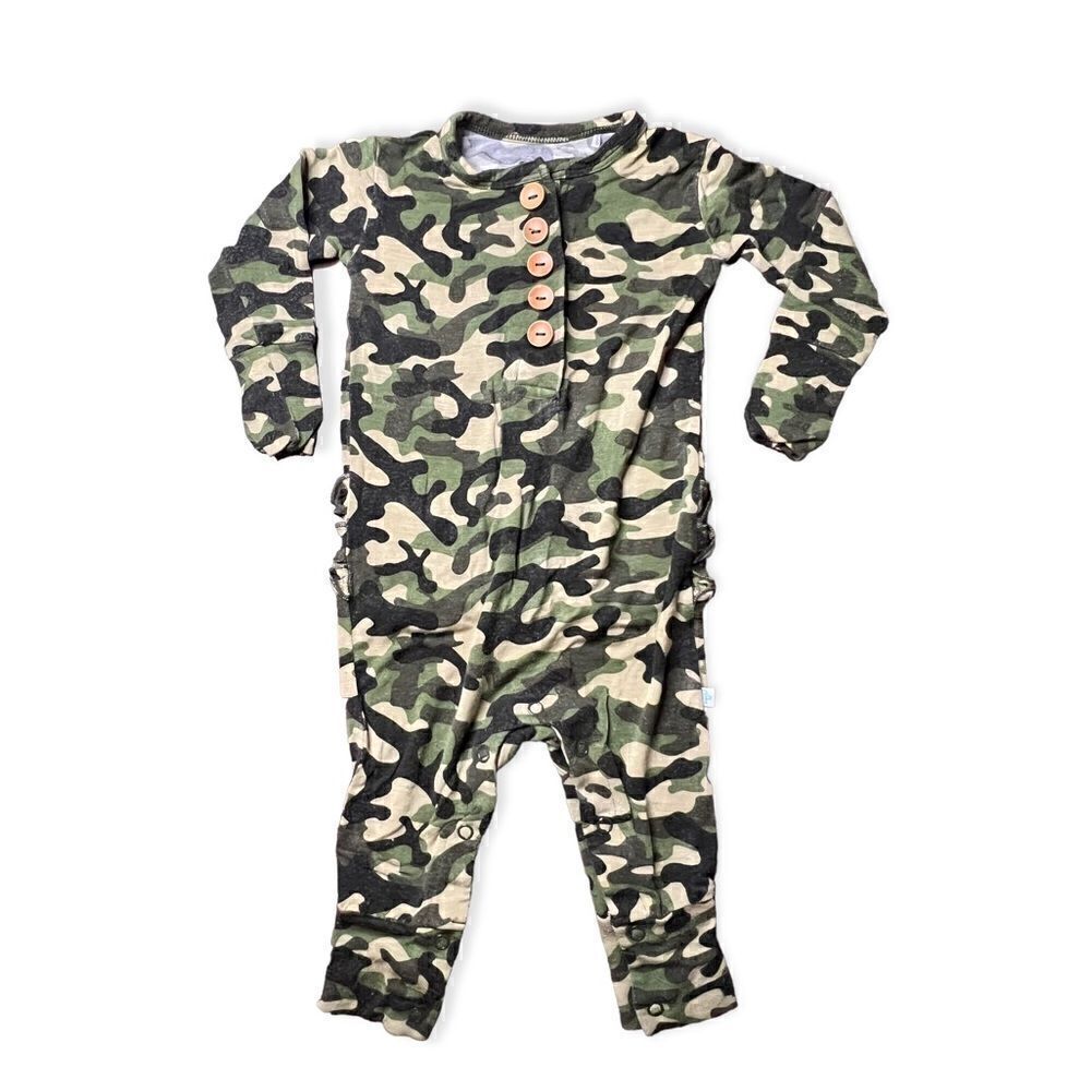 Posh Peanut 6-9Mo, Camouflage Ruffle Butt Romper Onesie